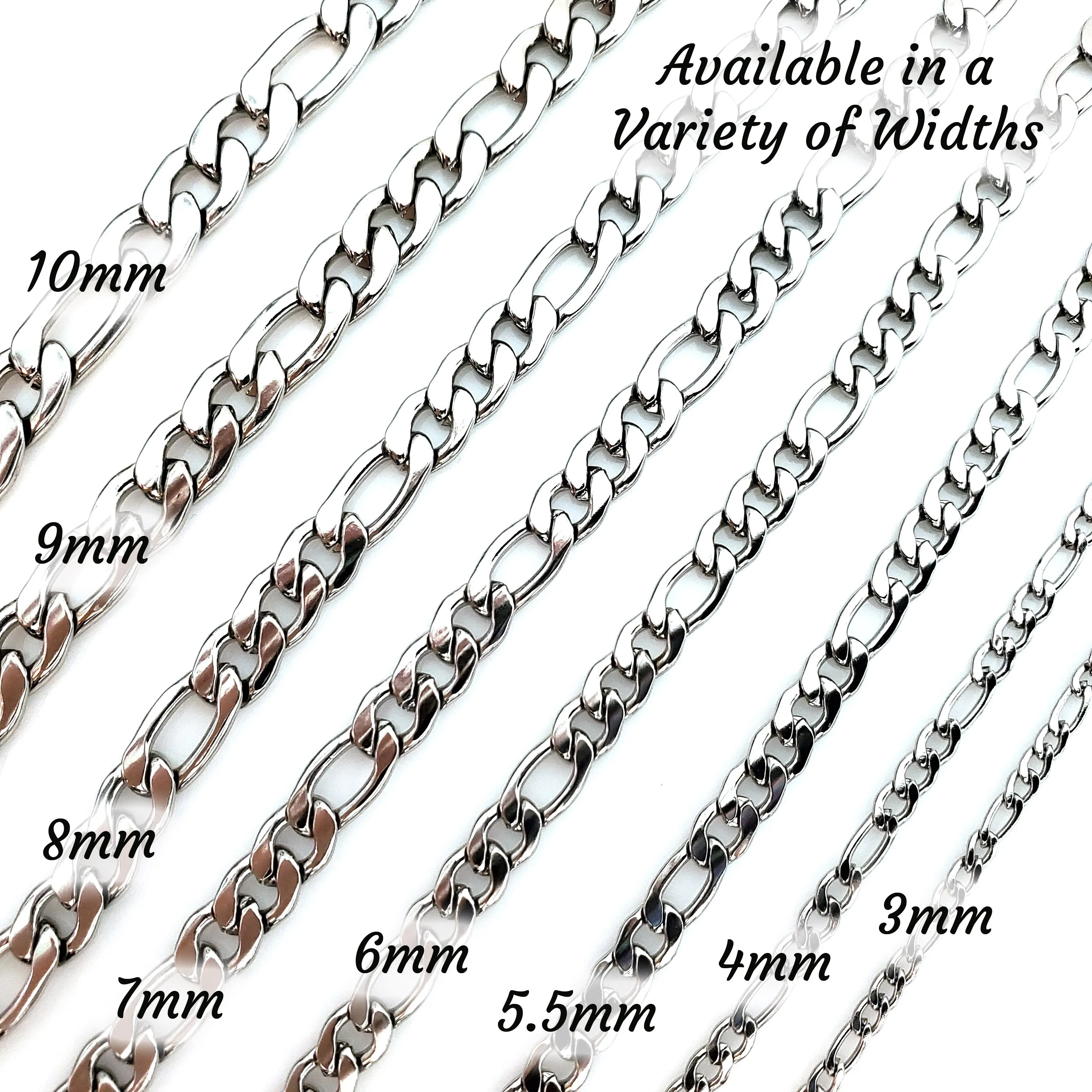 3mm Gold Figaro Chain, 4~6mm long, 3mm wide, 0.8mm thick, Lot Size 50 meters (about 160 feet), #1973 G