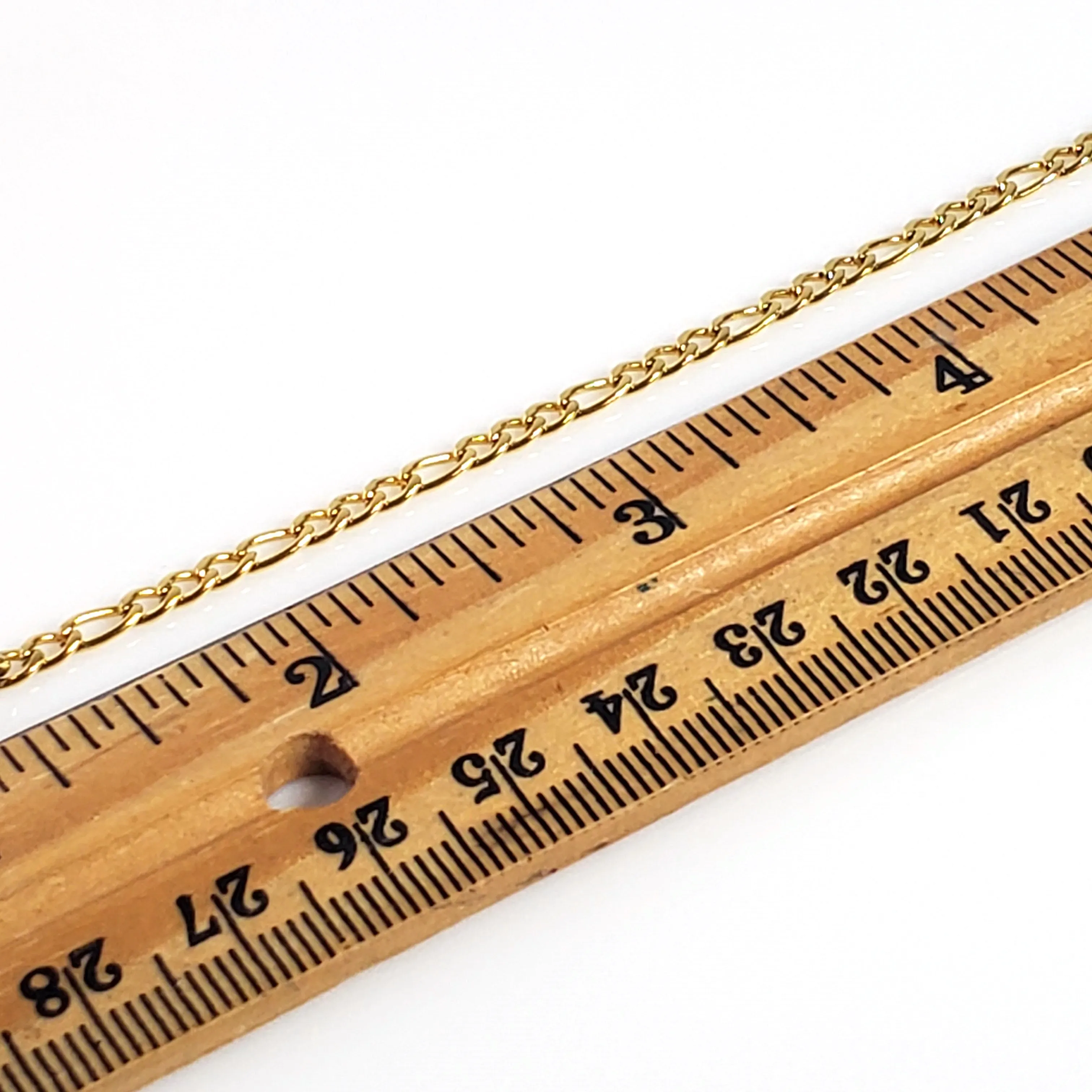 3mm Gold Figaro Chain, 4~6mm long, 3mm wide, 0.8mm thick, Lot Size 50 meters (about 160 feet), #1973 G