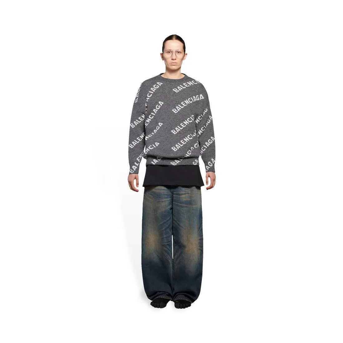 BALENCIAGA  |Crew Neck Monogram Casual Style Wool Long Sleeves