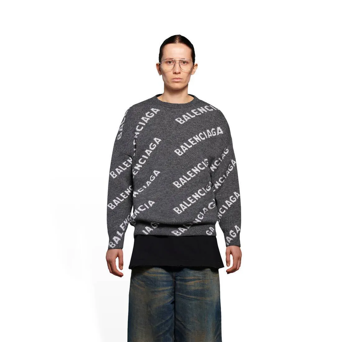 BALENCIAGA  |Crew Neck Monogram Casual Style Wool Long Sleeves