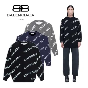 BALENCIAGA  |Crew Neck Monogram Casual Style Wool Long Sleeves