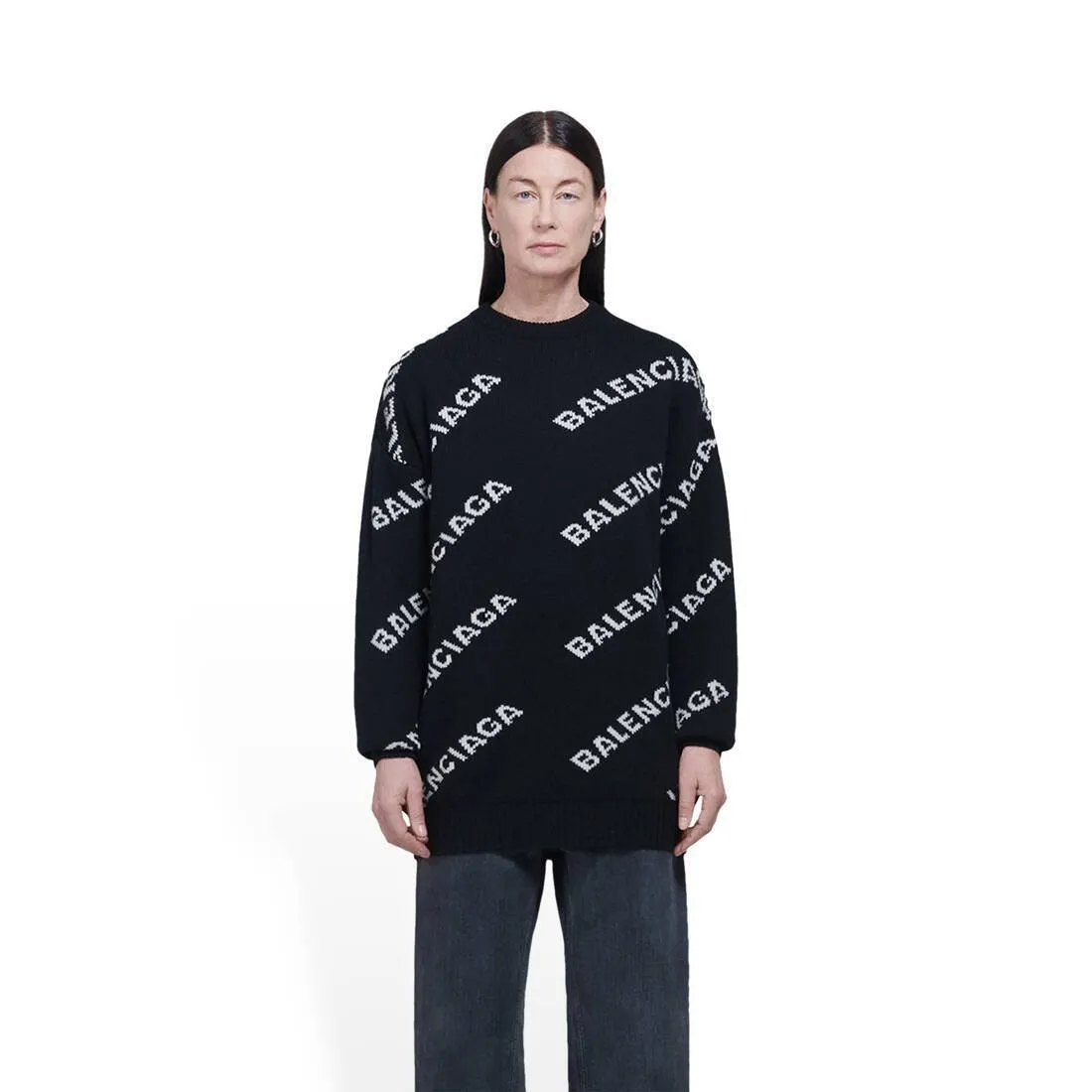 BALENCIAGA  |Crew Neck Monogram Casual Style Wool Long Sleeves