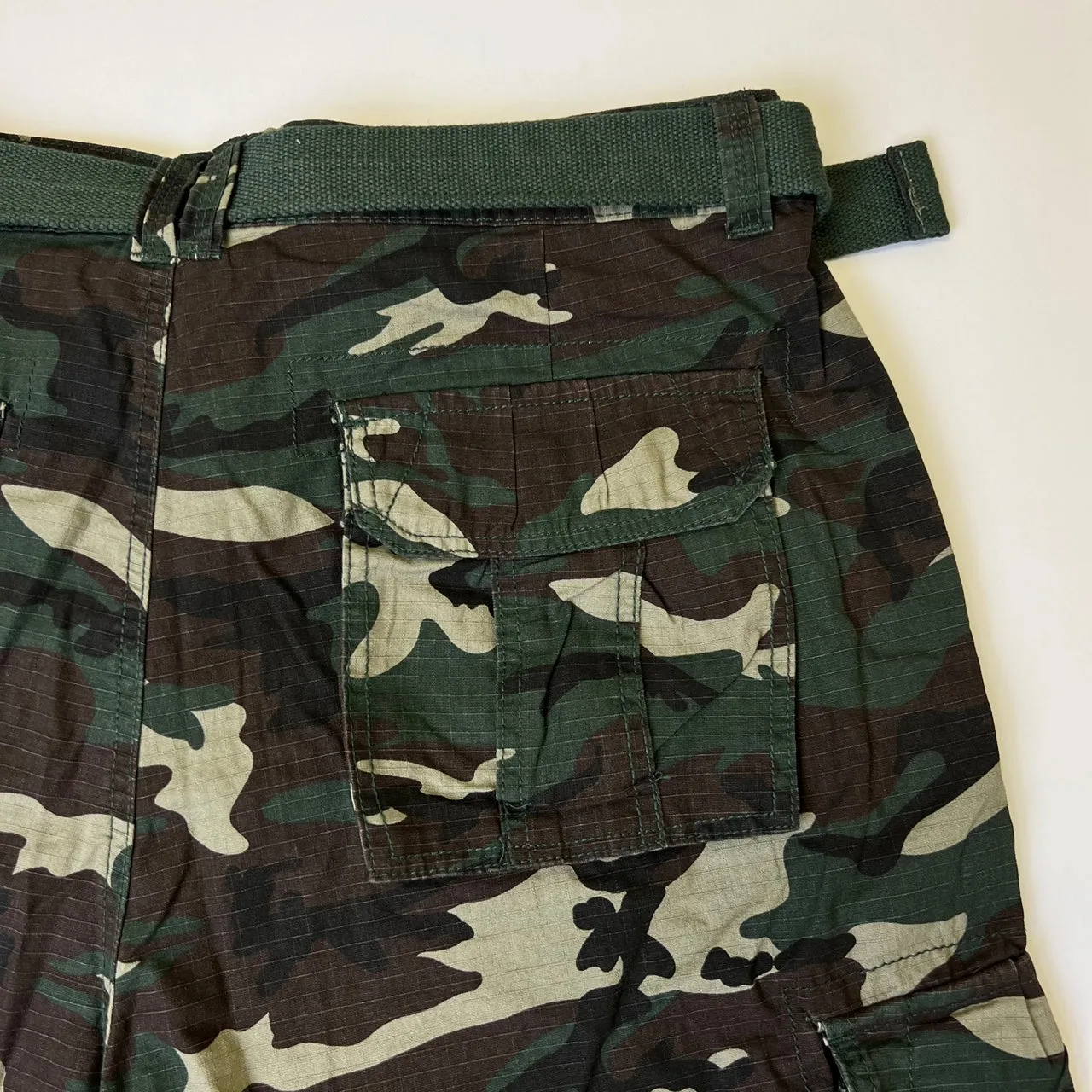 Camo Green Military Cargo Shorts with Pockets