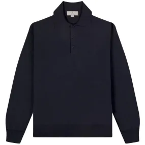 Canali Merino Wool LS Polo Navy