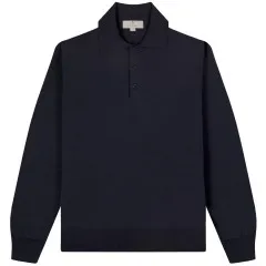 Canali Merino Wool LS Polo Navy