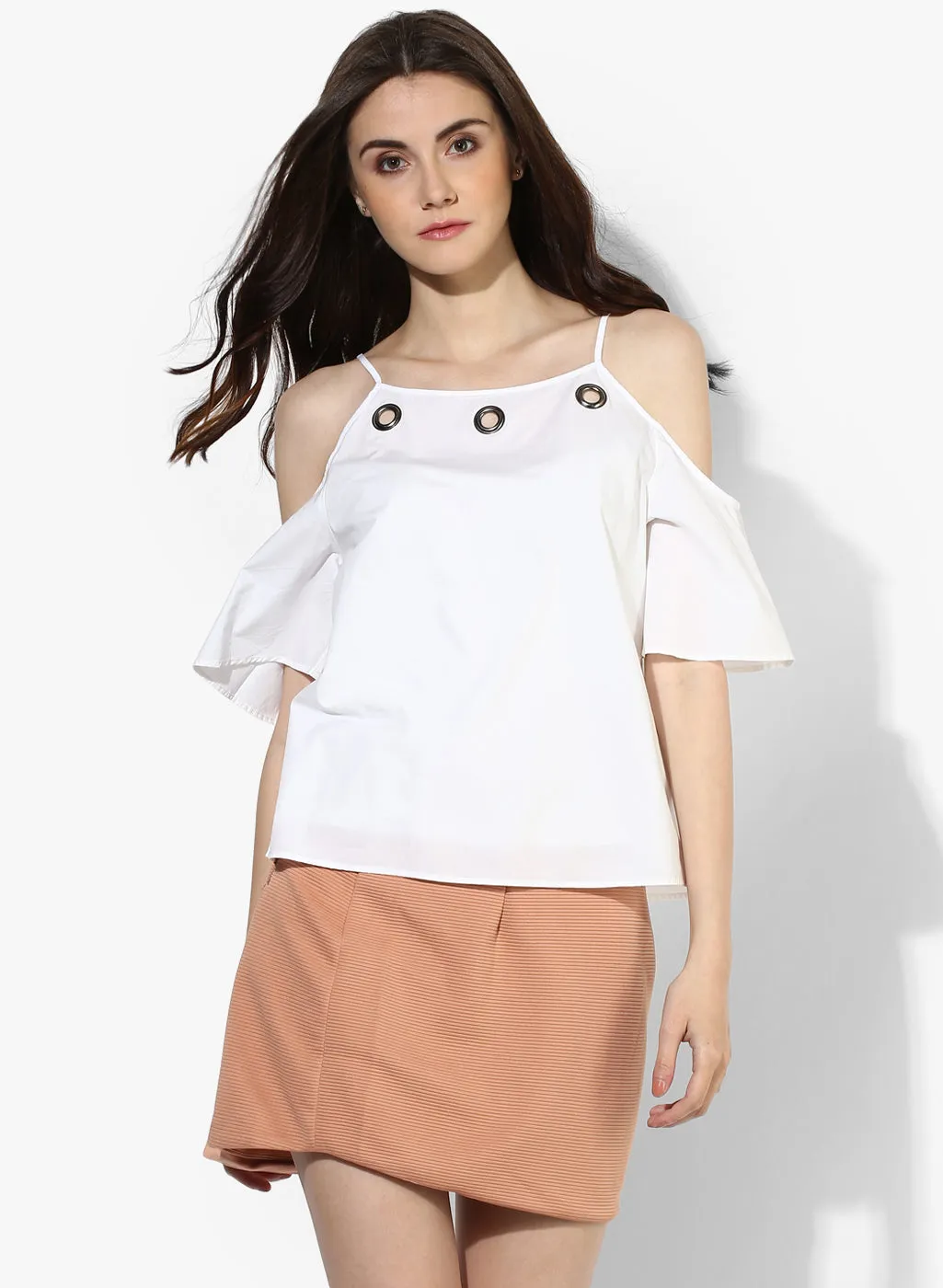 Cold-Shoulder Eyelet Top