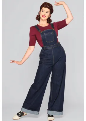 Collectif Pippa Denim 50's Dungarees Navy