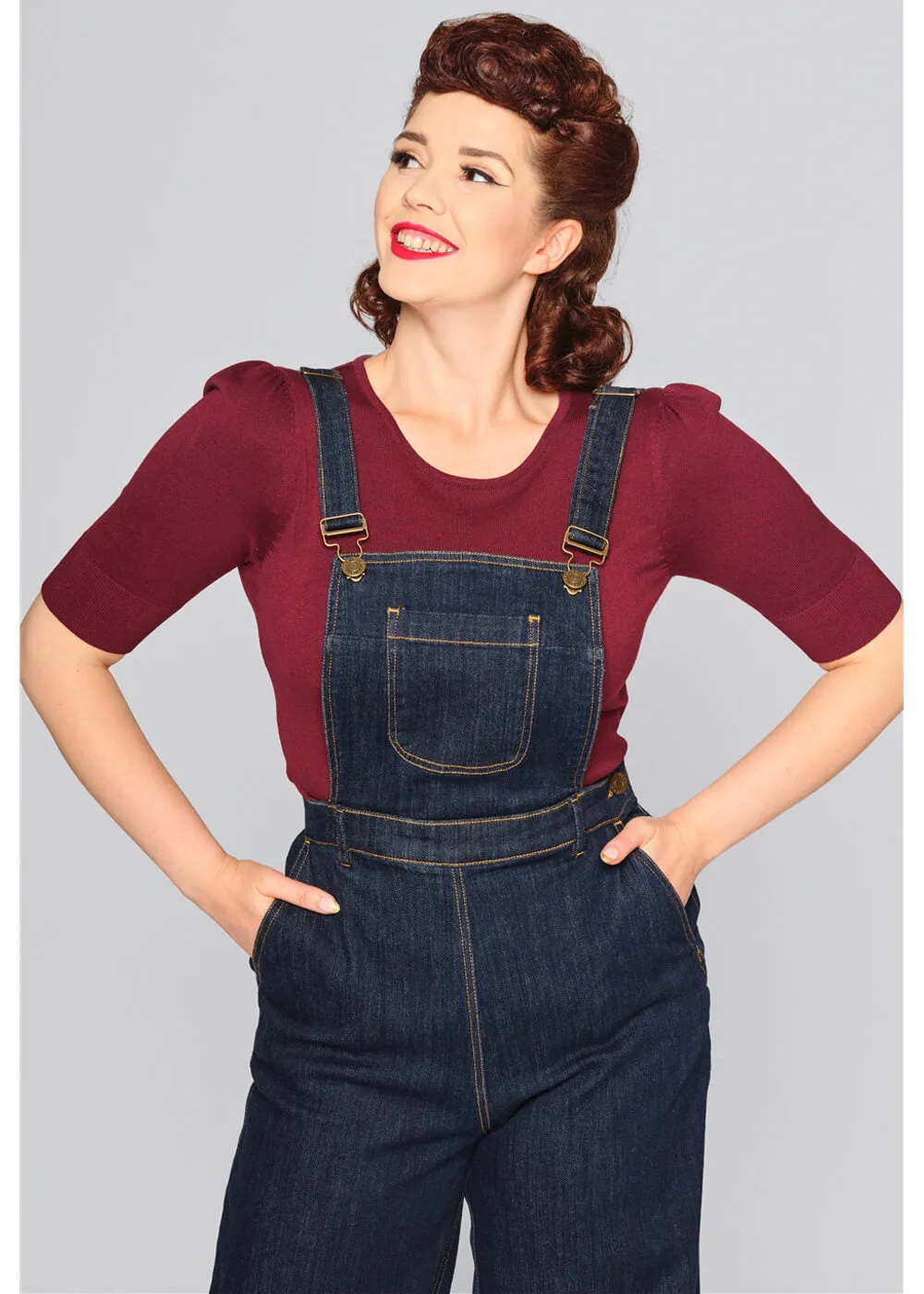 Collectif Pippa Denim 50's Dungarees Navy