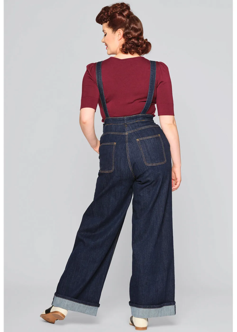 Collectif Pippa Denim 50's Dungarees Navy