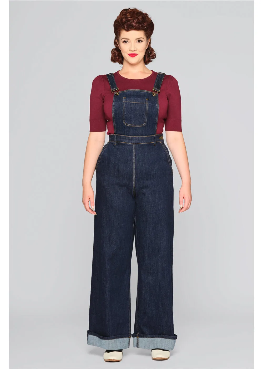 Collectif Pippa Denim 50's Dungarees Navy