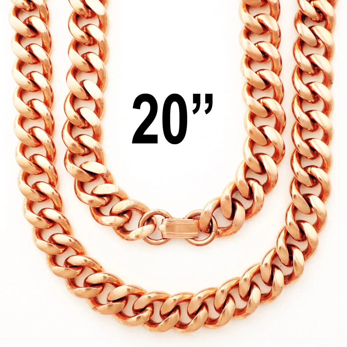 Copper Necklace Chain Set For Men Heavy Duty 20 Curb Chain Necklace And Matching Bracelet SET7920