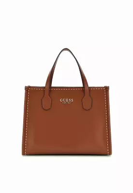 GUESS Silvana Stitch Handbag Cognac