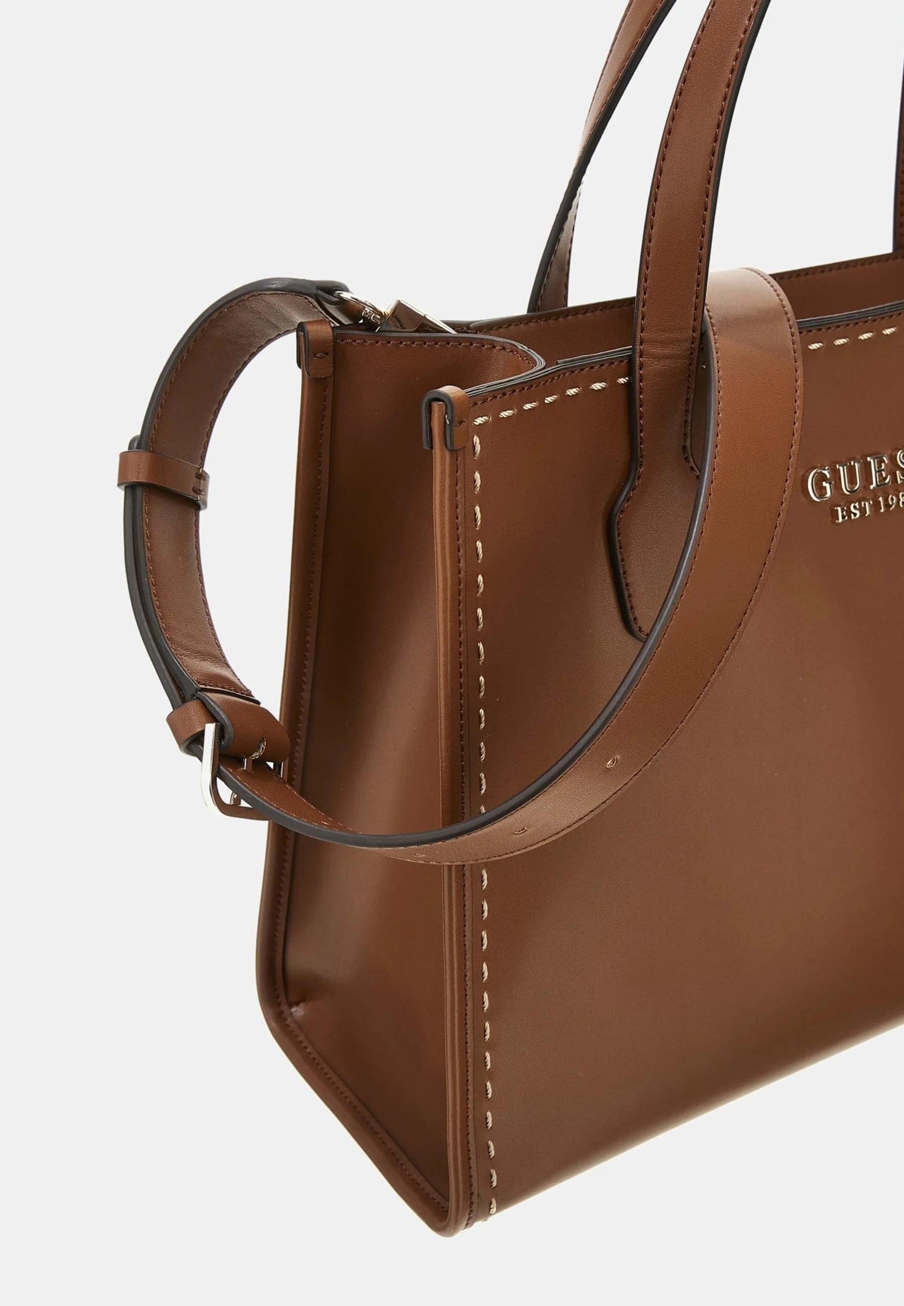 GUESS Silvana Stitch Handbag Cognac