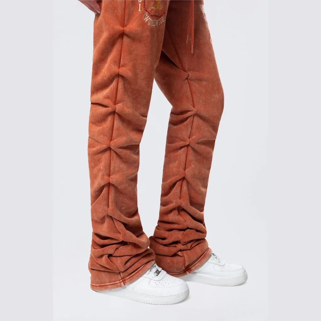 High Rise Stacked Fleece Pants - Picante