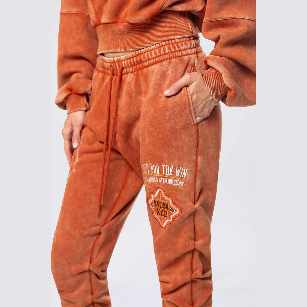 High Rise Stacked Fleece Pants - Picante