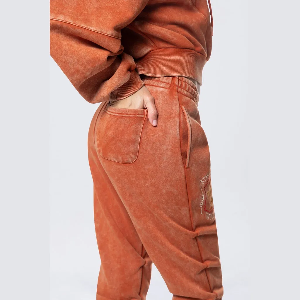 High Rise Stacked Fleece Pants - Picante