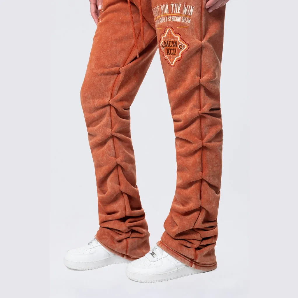 High Rise Stacked Fleece Pants - Picante