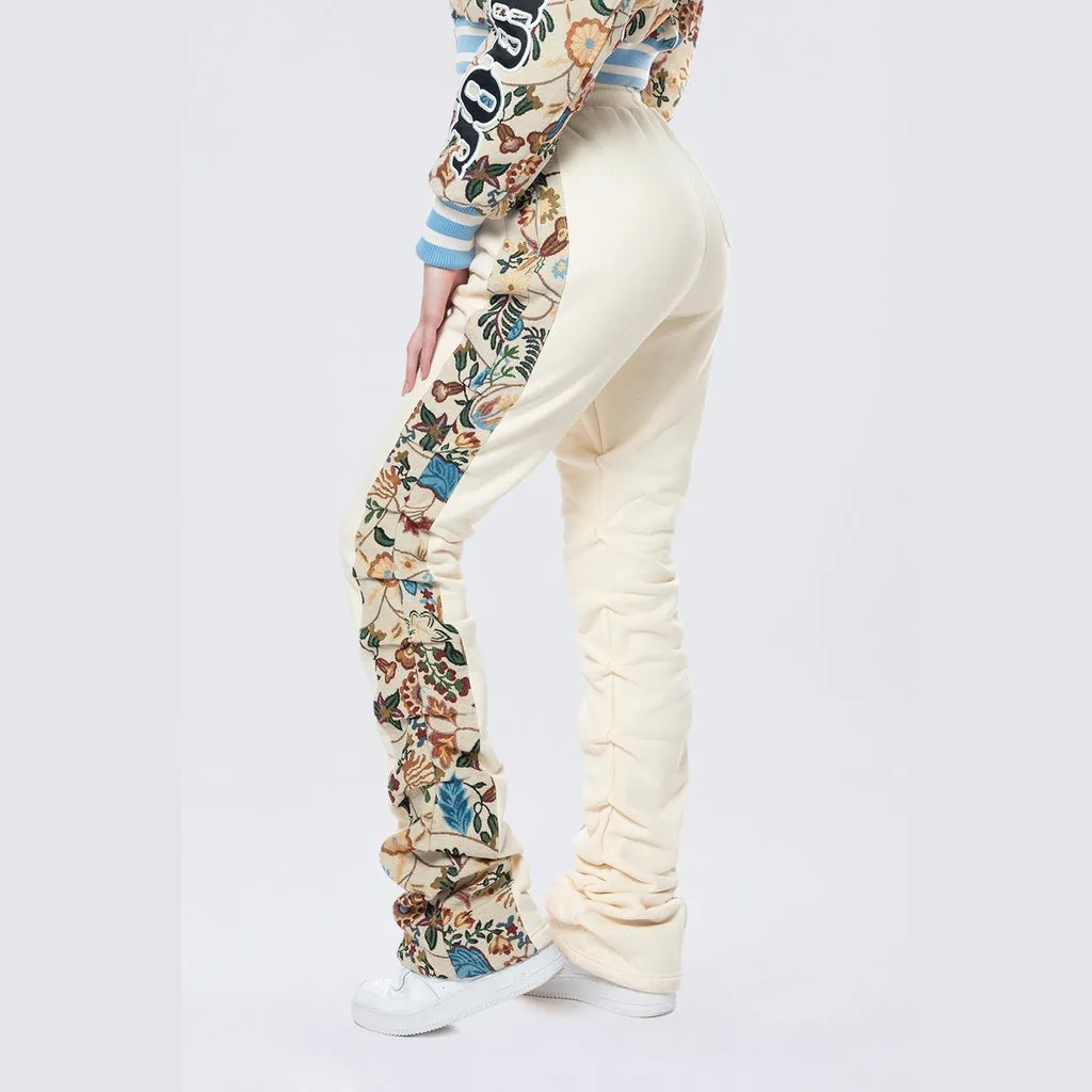 High Rise Stacked Tapestry Stacked Fleece Pants - Botanic