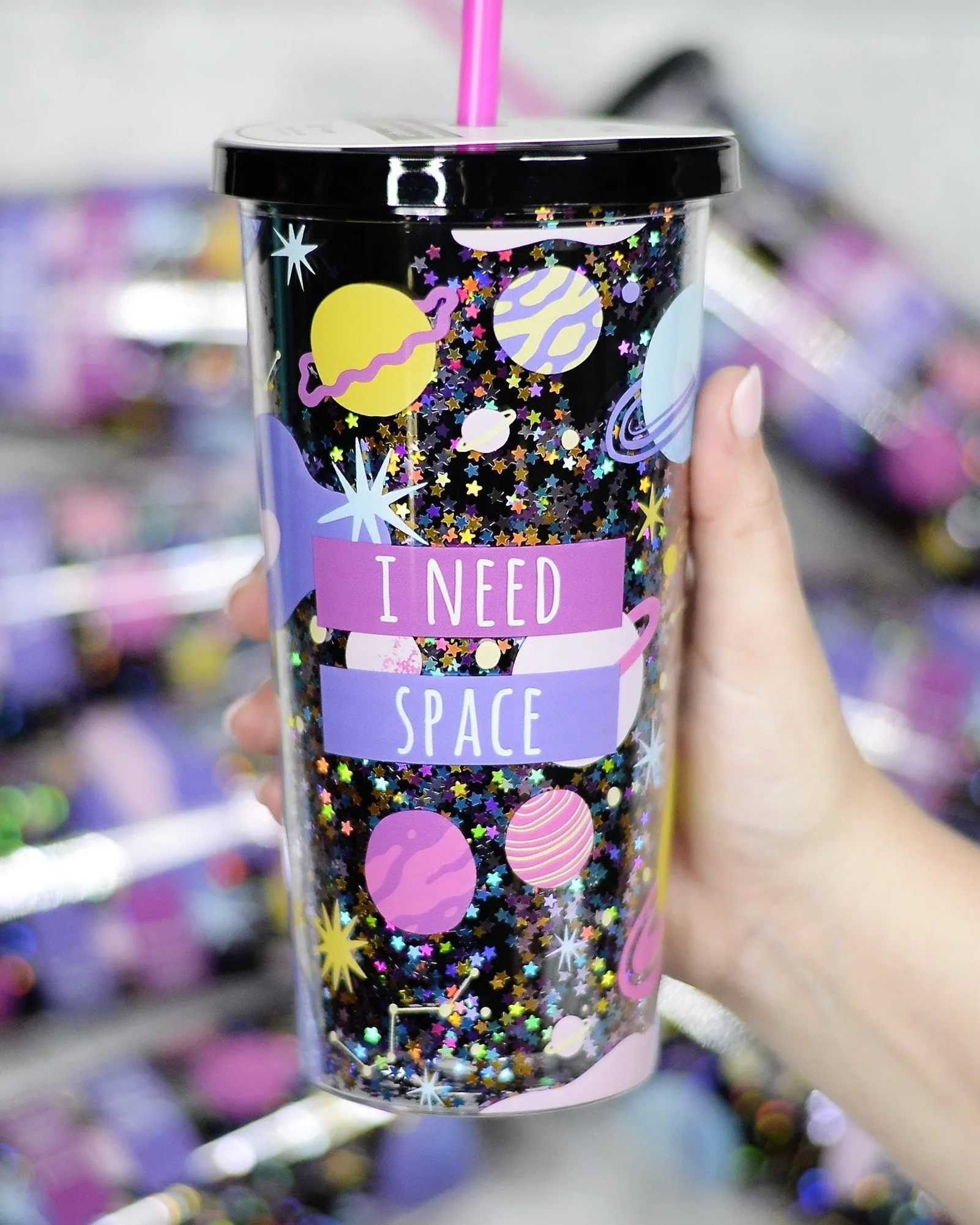 I Need Space Glitter Tumbler