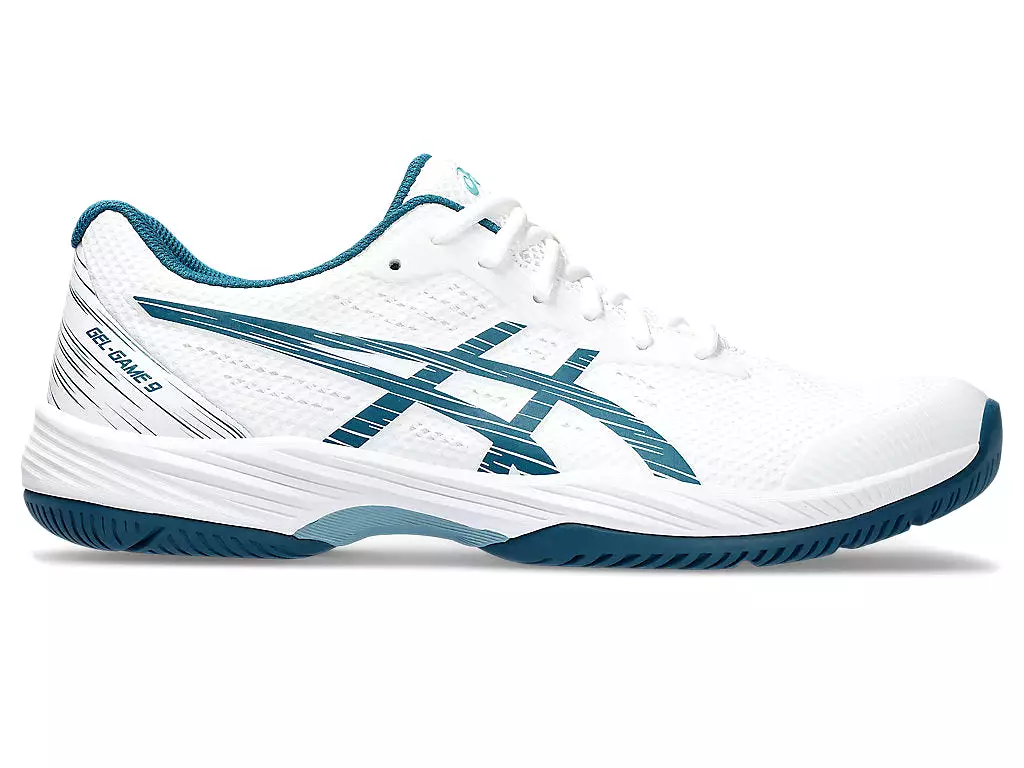 Men's Asics Gel-Game 9, White/Restful Teal, 12 D Medium