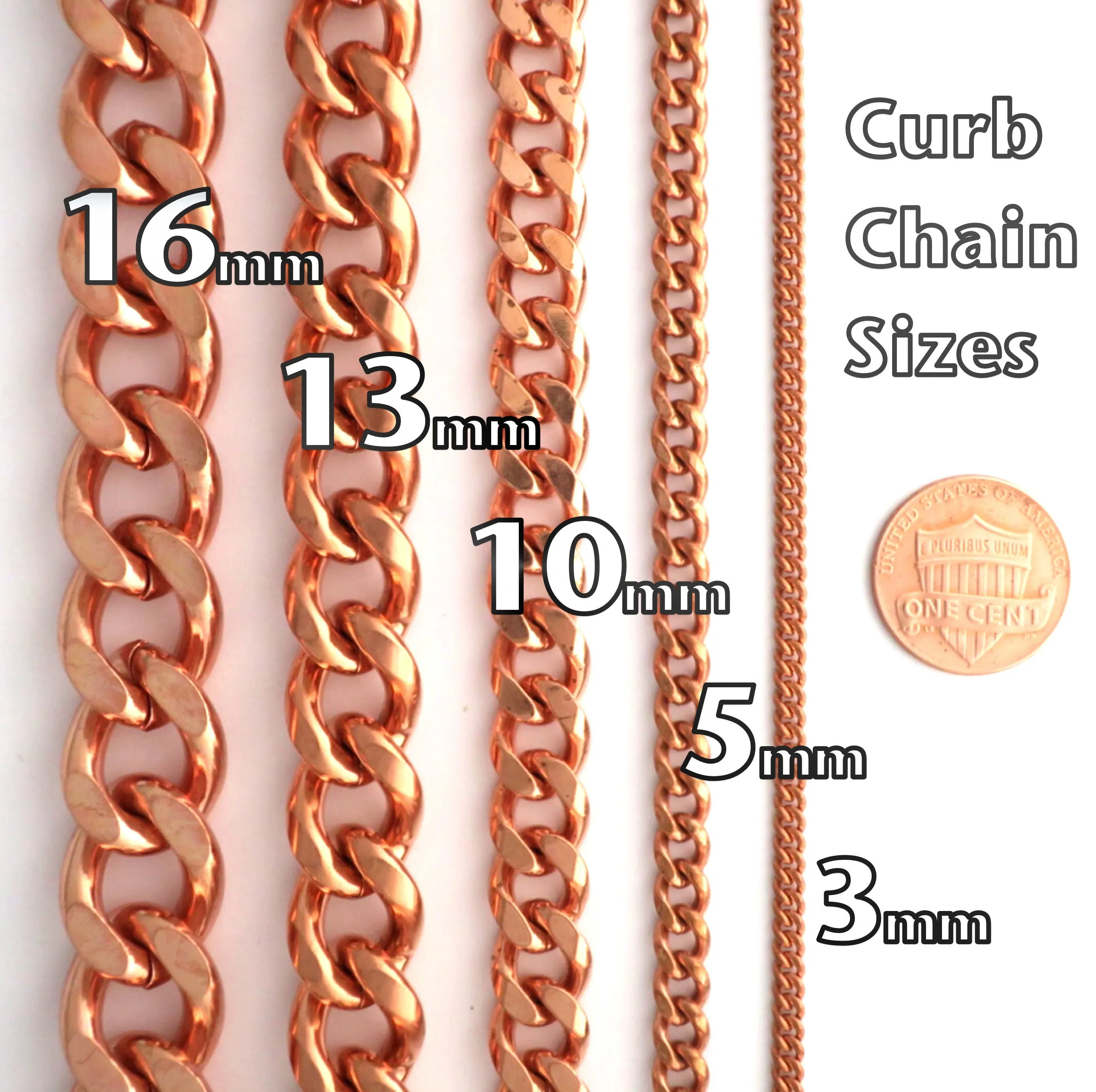 Men's Custom Necklace Chain NC162M Super Chunky 16mm Solid Copper Curb Chain Necklace Custom Size Chain