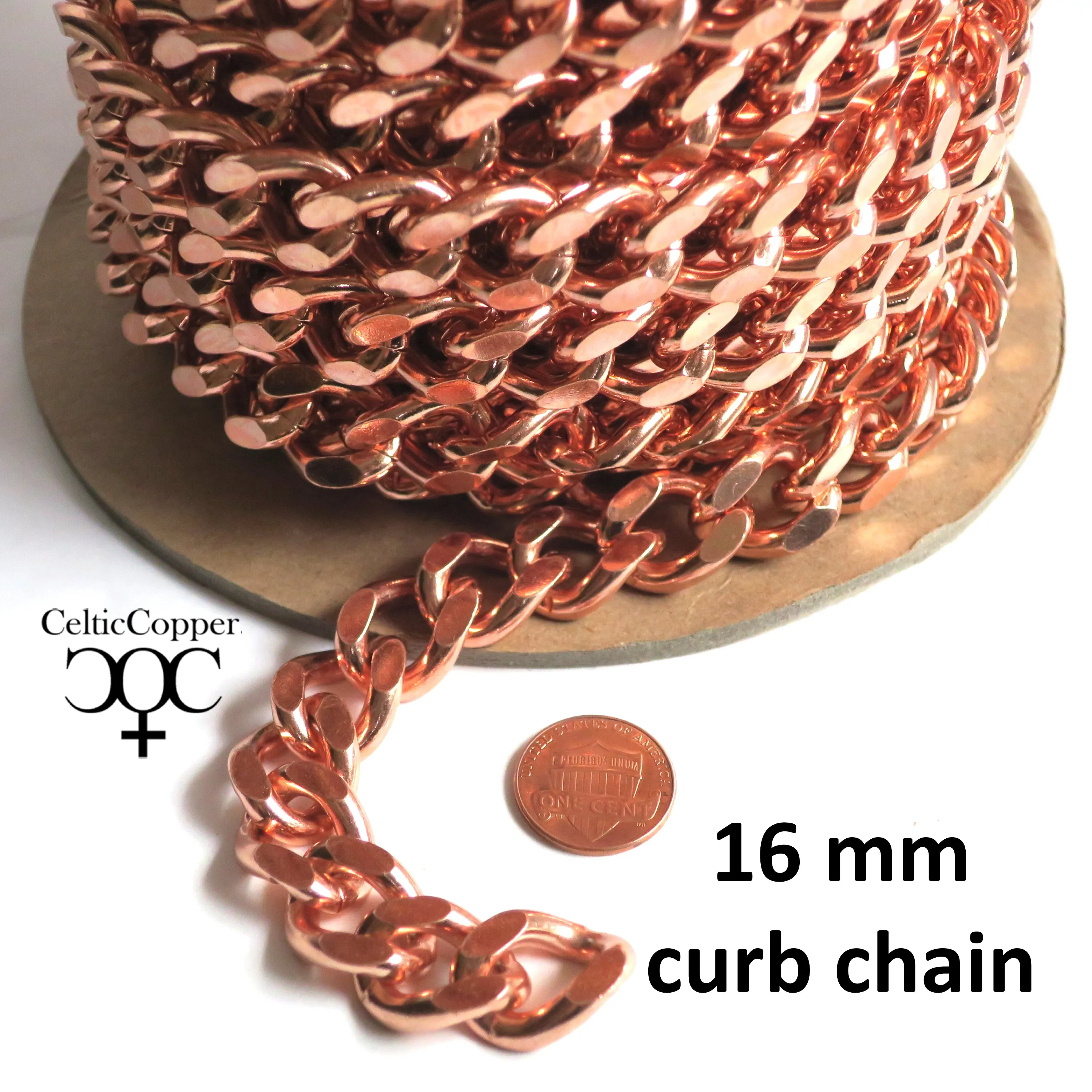 Men's Custom Necklace Chain NC162M Super Chunky 16mm Solid Copper Curb Chain Necklace Custom Size Chain