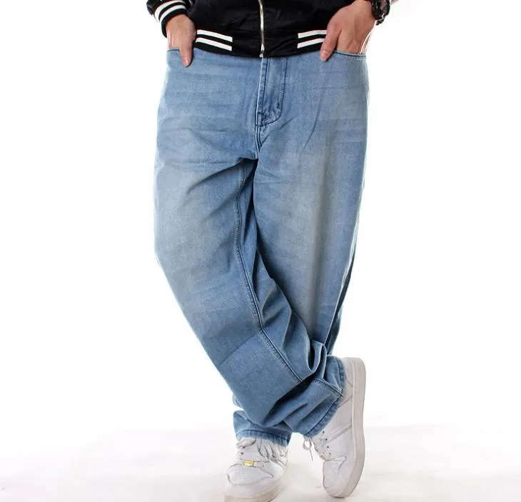 Men's Tencel Hip Hop Rap Multi-Pocket Straight Loose Denim Pants