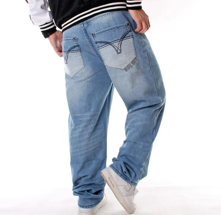 Men's Tencel Hip Hop Rap Multi-Pocket Straight Loose Denim Pants