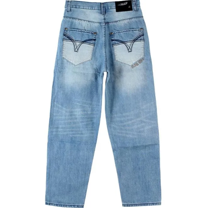 Men's Tencel Hip Hop Rap Multi-Pocket Straight Loose Denim Pants