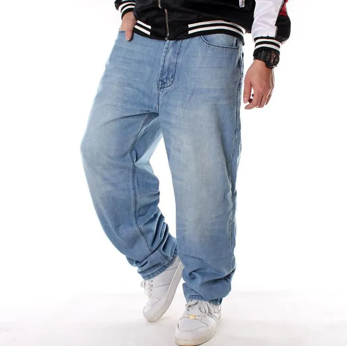 Men's Tencel Hip Hop Rap Multi-Pocket Straight Loose Denim Pants