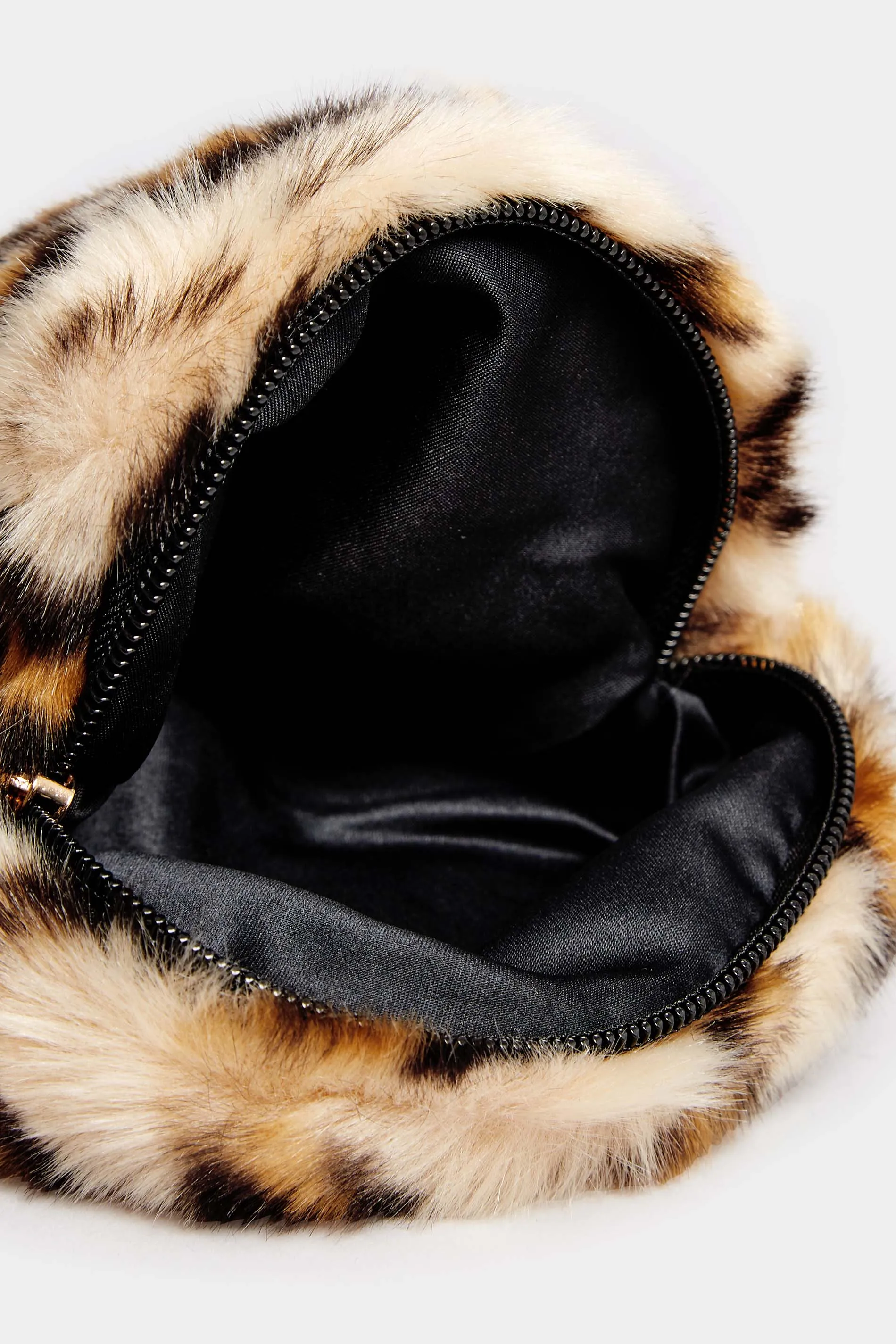 Natural Brown Leopard Print Faux Fur Circle Bag