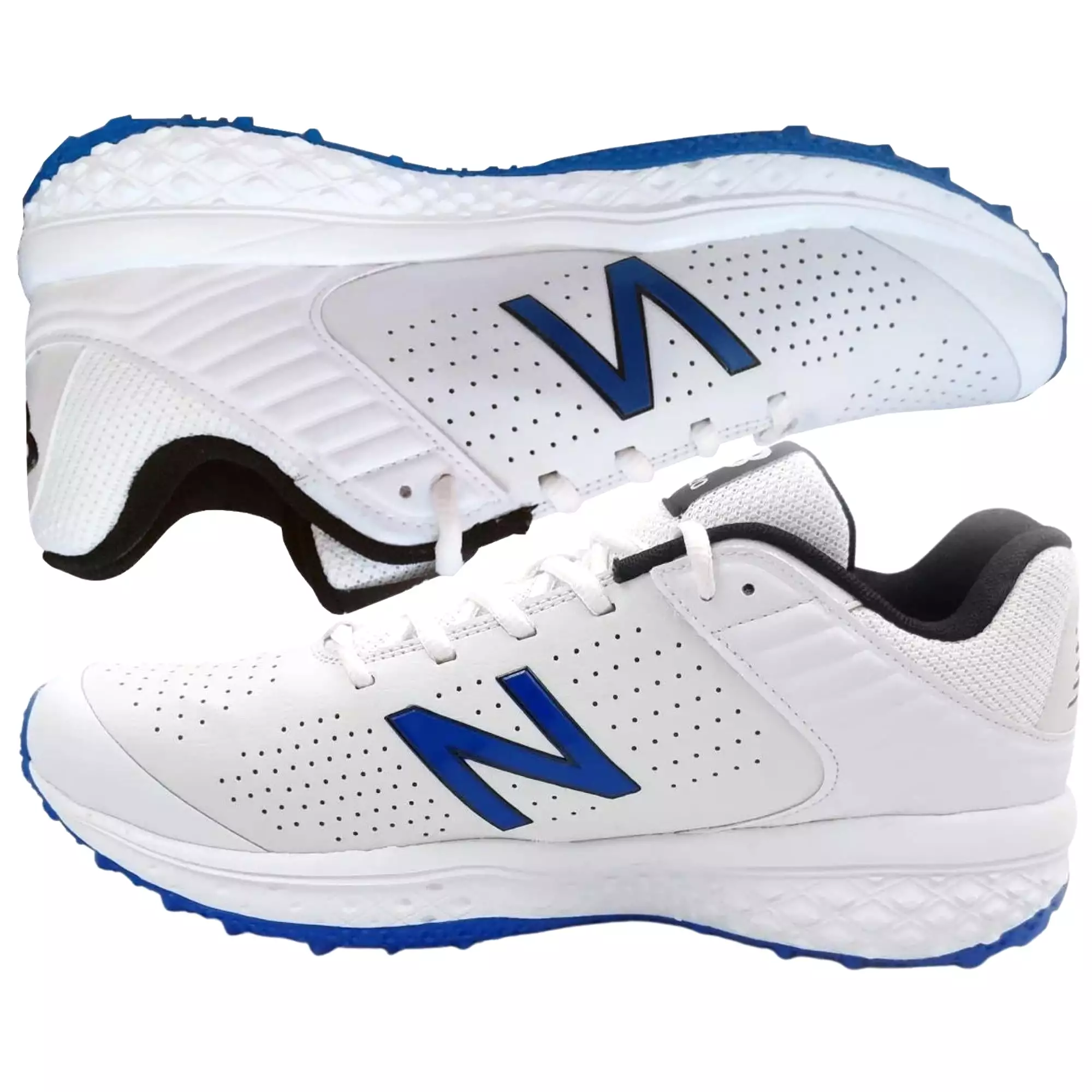 New Balance Cricket Shoes, Model CK4020 D4 Rubber Spikes - White