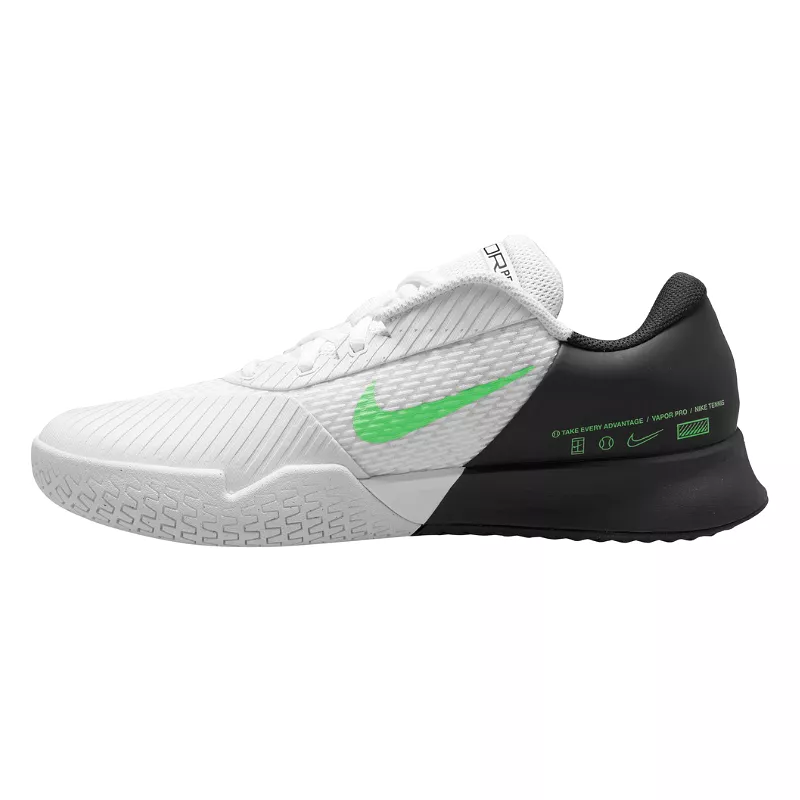 Nike Court Air Zoom Vapor Pro 2 Men Hard Court Tennis Shoes - White/Poison Green-Black