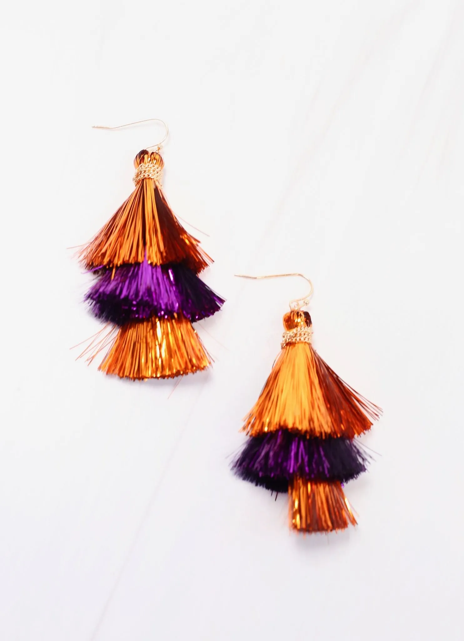 Party Tinsel Tassel Earring ORANGE PURPLE