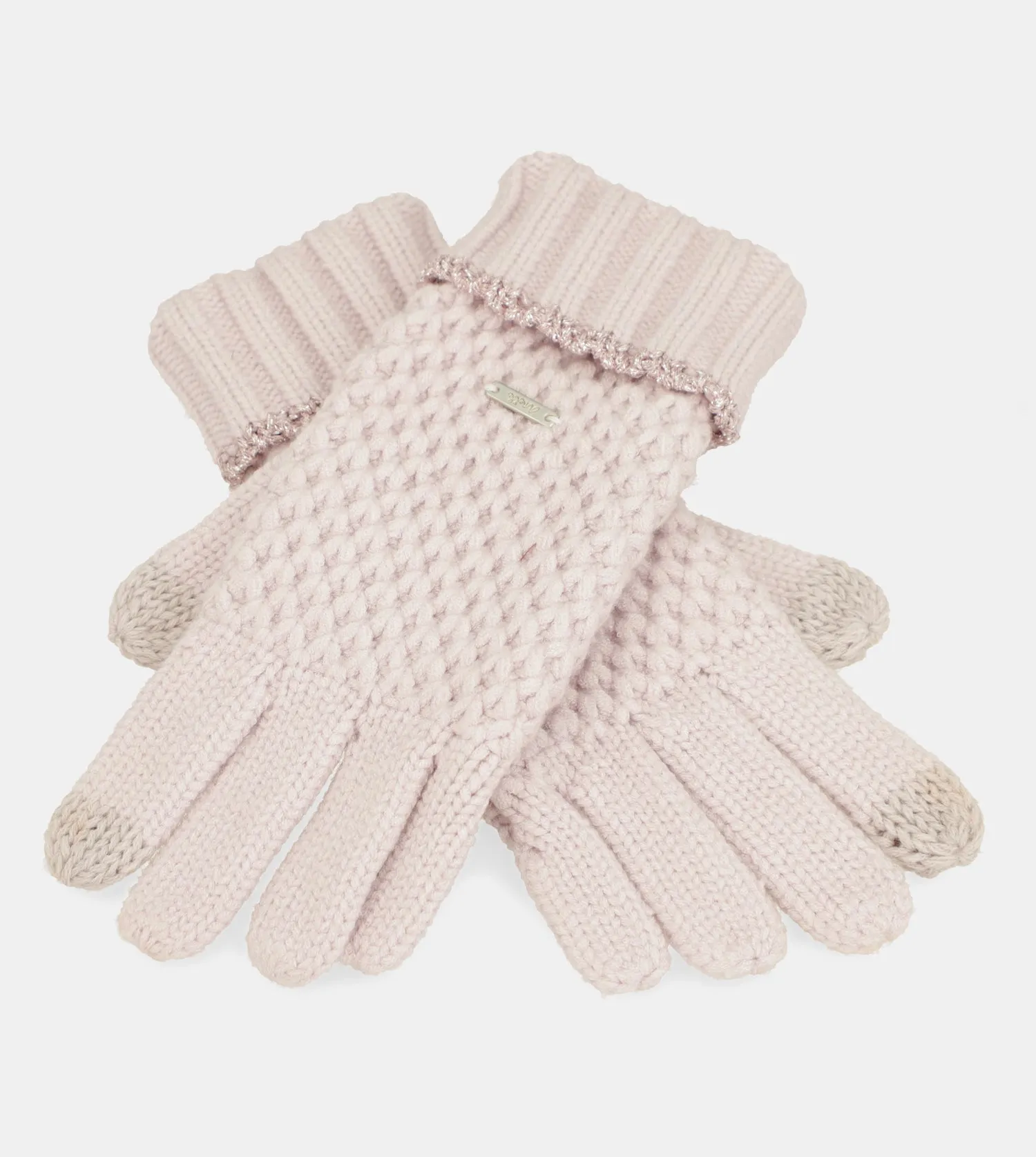 Pink knitted gloves