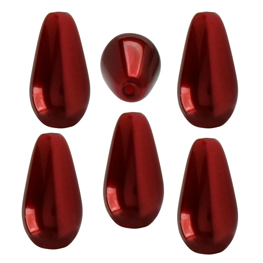 Preciosa Crystal Nacre Pearl, Pear 15x8mm, Bordeaux (1 Piece)