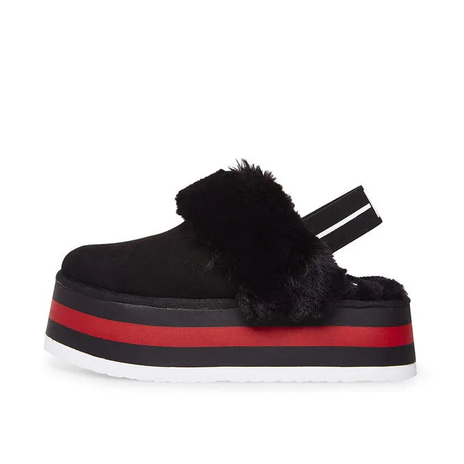 SABOT WITH WEDGE IN FAUX FUR Woman Black