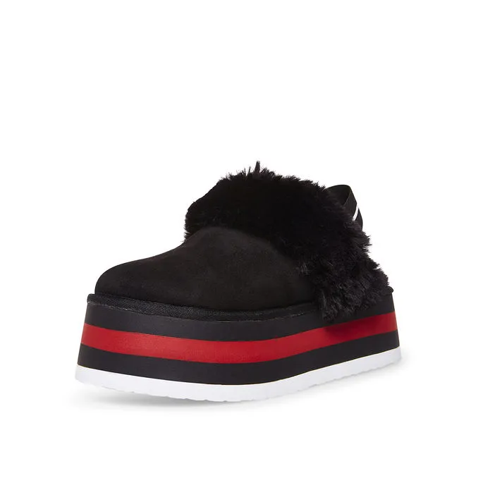 SABOT WITH WEDGE IN FAUX FUR Woman Black