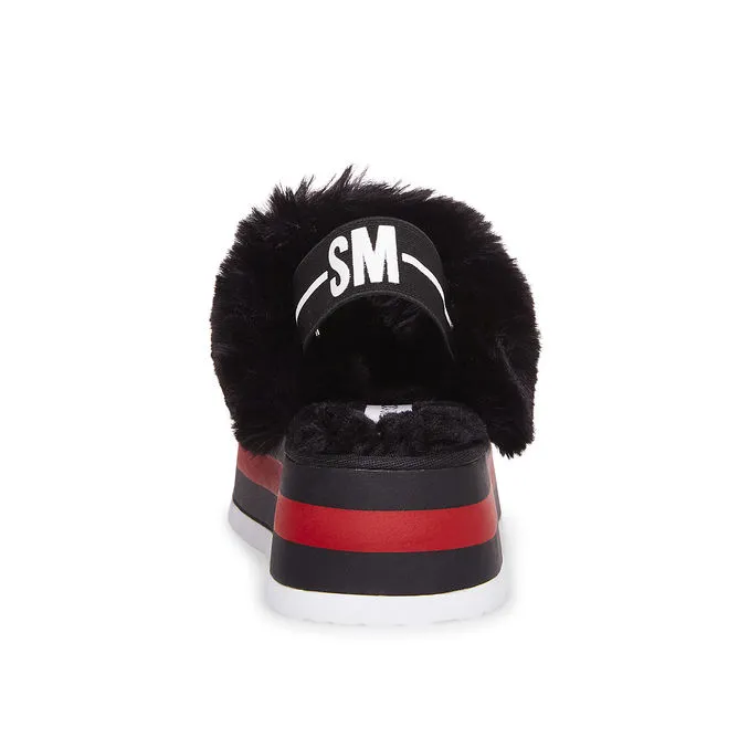 SABOT WITH WEDGE IN FAUX FUR Woman Black