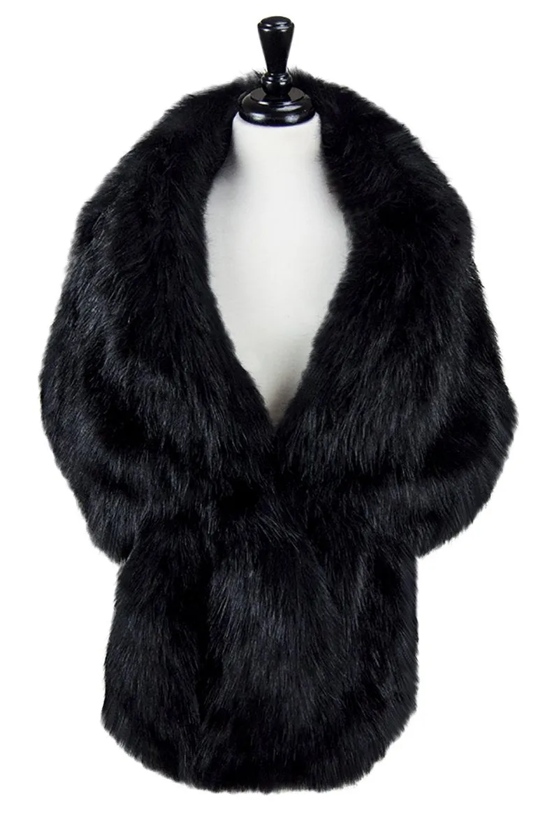 SAMPLE Luxury Faux Fur Full Evening Stole (Raven Black)