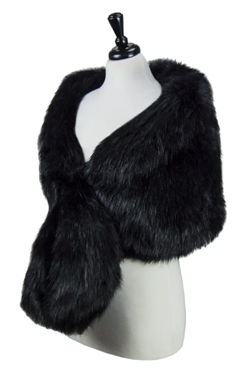 SAMPLE Luxury Faux Fur Full Evening Stole (Raven Black)