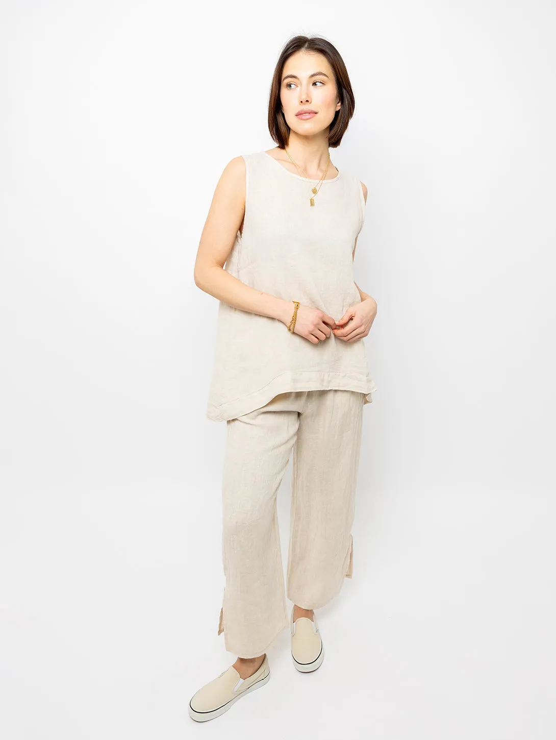 Sleeveless Linen Top - Nude