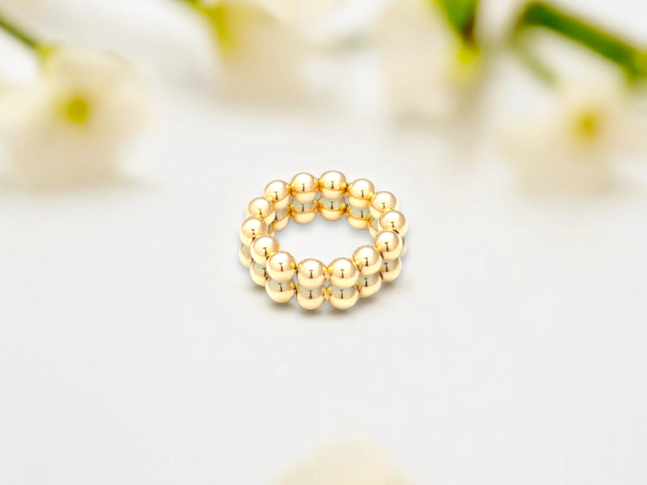 Stack of Two 18k Gold Filled 5mm Beads Rings