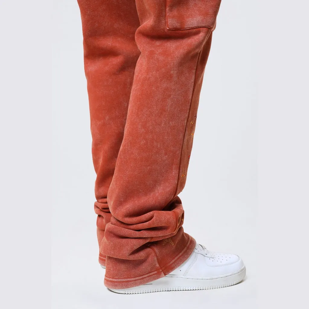 Stacked Rhinestone Dystopia Fleece Pants - Picante