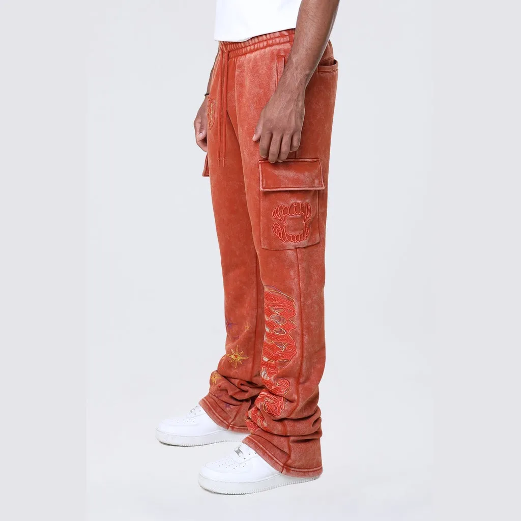 Stacked Rhinestone Dystopia Fleece Pants - Picante