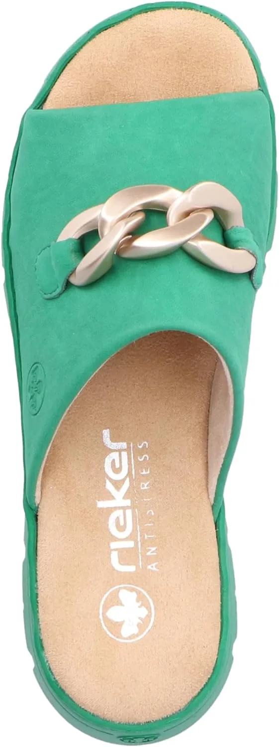 V1088- Green Chain Detail Slip On Sandal- Rieker